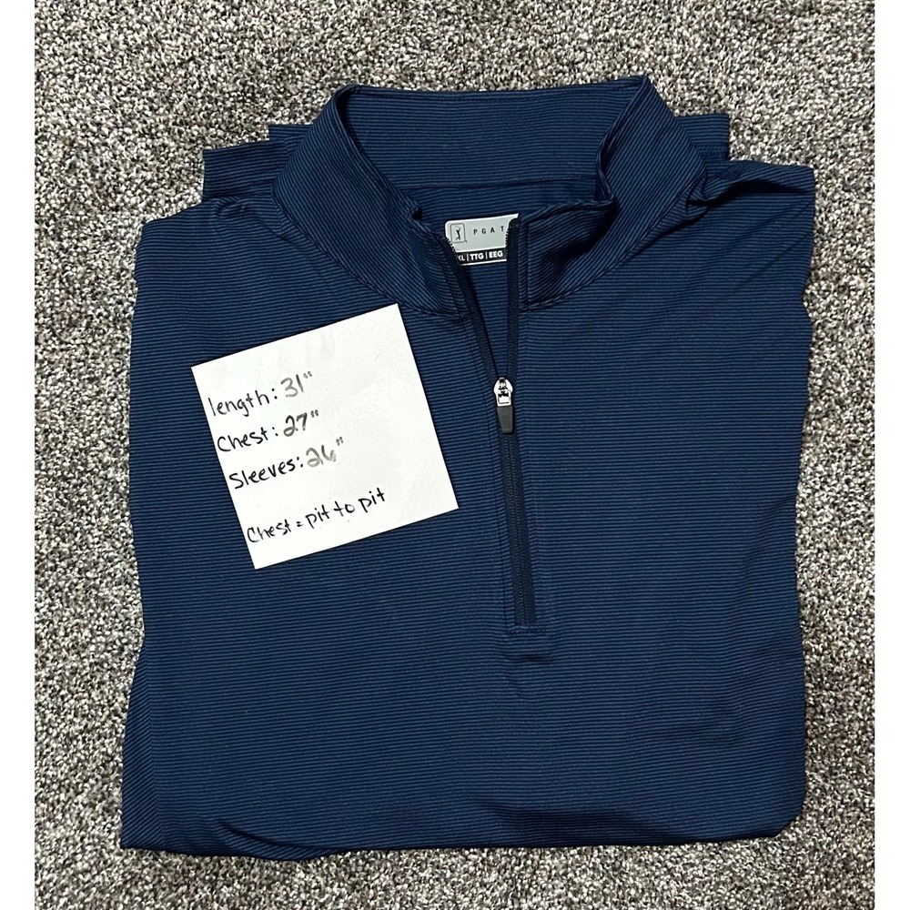 PGA Tour Mens XXL Quarter Zip Golf Pullover Jacket Navy Lightweight NWOT - Picture 4 of 6